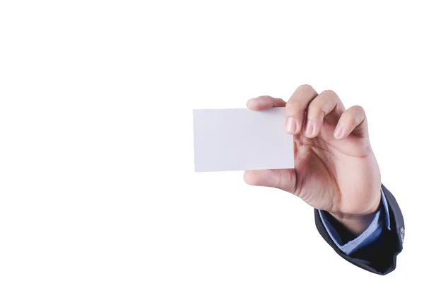 Tarjeta de mano con nombre en blanco con ruta de recorte . — Foto de Stock