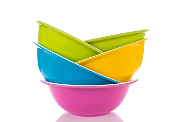 Colorful bowls on white — Stock Photo, Image