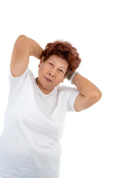 Senior mulher fazendo exercício — Fotografia de Stock