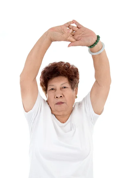 Äldre kvinna gör övning — Stockfoto