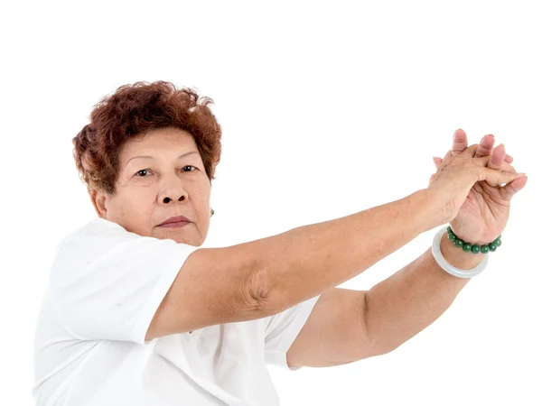 Äldre kvinna gör övning — Stockfoto