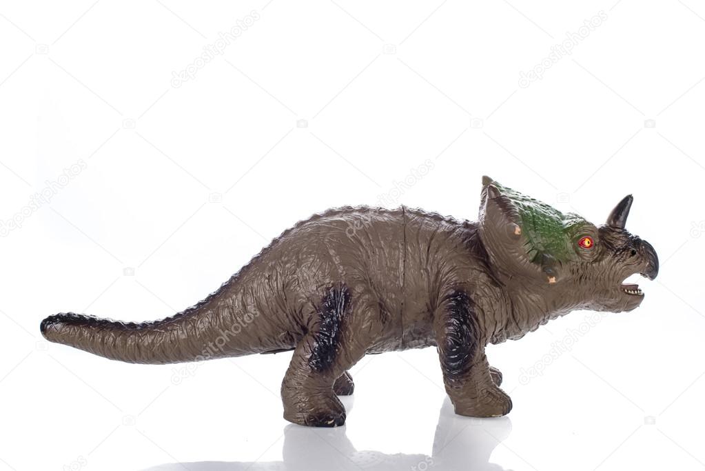 triceratops toy on white