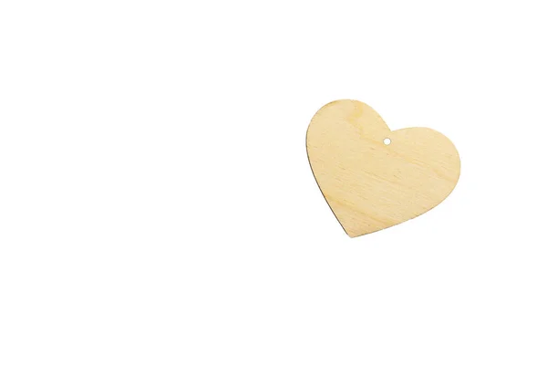 Template Wooden Heart Slot Pendant White Background Isolate Mock Invitation — Stock Photo, Image