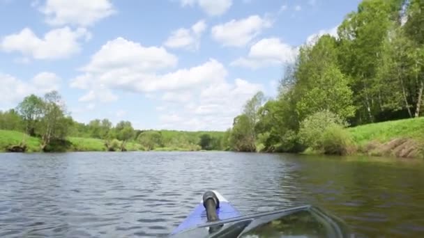 Nose Kayak River Rafting Sports Boat View Water Water Hiking — Vídeos de Stock