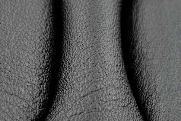 Macro Shot Black Leather Blue Stitching Sides — Stock Photo, Image