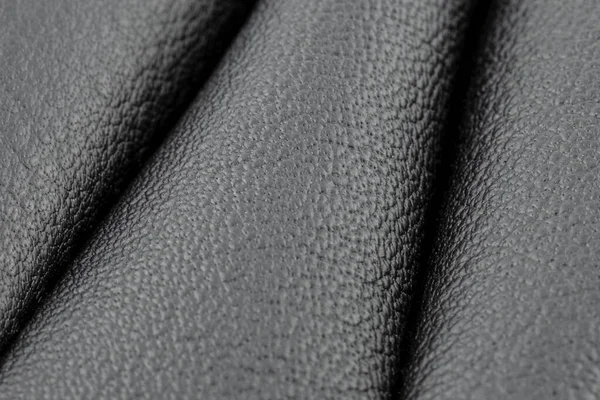 Macro Shot Black Leather Blue Stitching Sides — Stock Photo, Image