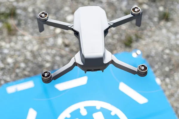 Primer Plano Las Hélices Plástico Giratorias Drones Con Motores Sin — Foto de Stock