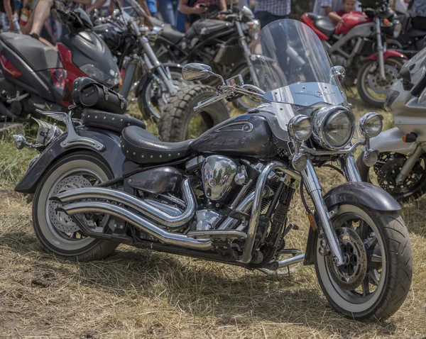 Heavy road racing motorcycle in the parking lot