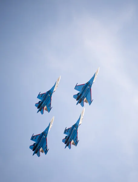 Aerobatic team "Russian Knights" on the Su-27 Royalty Free Stock Photos