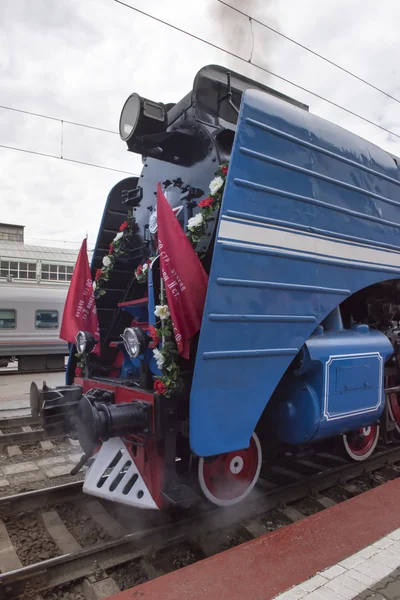 Locomotiva a vapor de passageiros de velocidade soviética — Fotografia de Stock