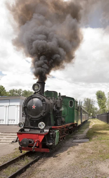 Locomotiva a vapor de bitola estreita — Fotografia de Stock