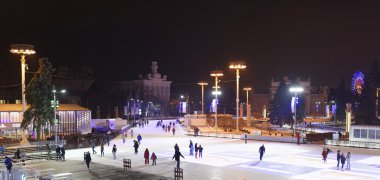 Vatandaşlar paten Vdnh, buz pateni pisti üzerinde