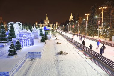 Vatandaşlar paten Vdnh, buz pateni pisti üzerinde