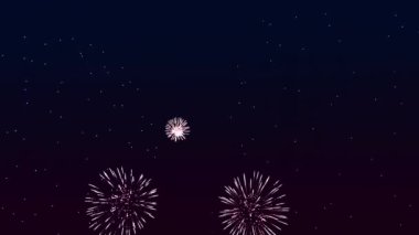 Parlak renkli havai fişekler Gece gökyüzünde kıvılcımlar saçar
