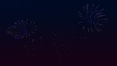 Pembe mor havai fişeklerin parlak alevi kara gece gökyüzüne karşı