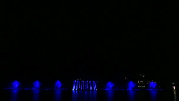 Show Fountains Background Night Sky Water Multi Colored Jets Combinations — Stock Video
