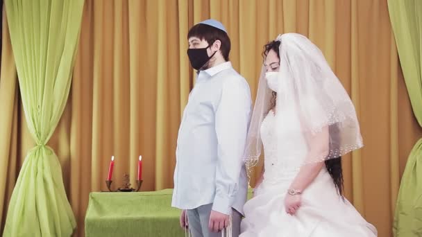 Durante Cerimonia Chuppah Una Sposa Uno Sposo Ebrei Che Indossano — Video Stock