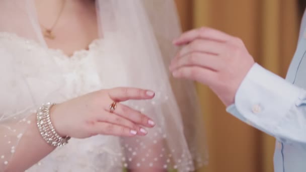 Durante Cerimonia Chuppah Una Sposa Uno Sposo Ebrei Una Sinagoga — Video Stock