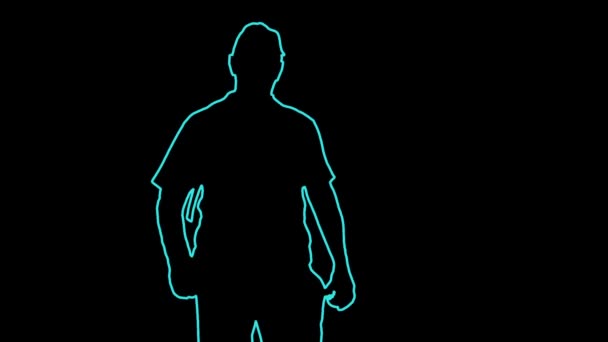 一个人在黑色背景上慢跑时的轮廓 中期计划 — 图库视频影像