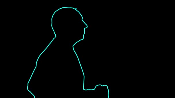 O contorno de um homem em um passeio em um fundo preto — Vídeo de Stock