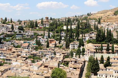 Alhambra bakış açısı (San Nicolas) Alhambra, Granada, İspanya, Temmuz 2024