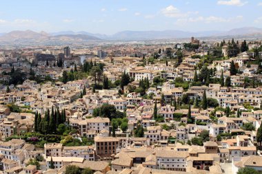 Dağ ve Tepe Manzarası Alhambra Granada, İspanya, Temmuz 2024