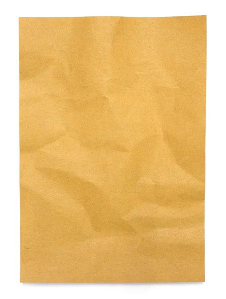 A sheet of brown wrinkled paper texture background — Stock Photo, Image