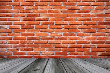  kırmızı tuğla duvar, antika arka plan ile iç 