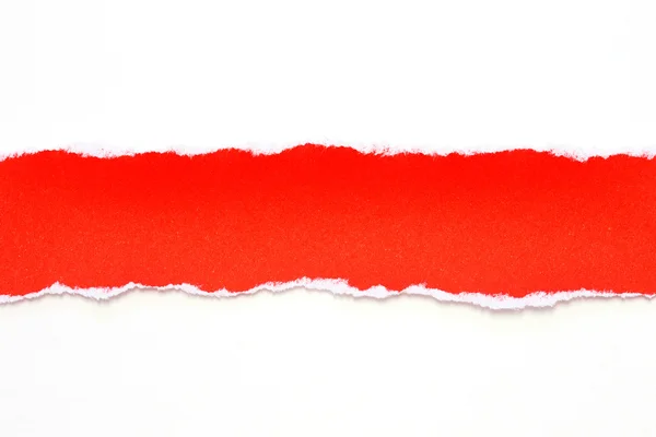 Łzy papier czerwony na białym tle — Zdjęcie stockowe