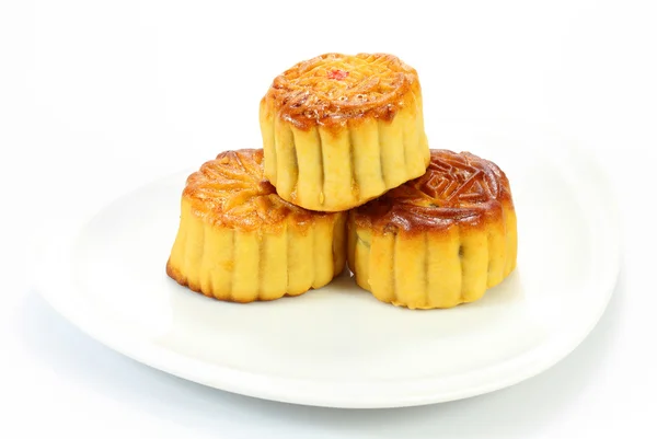 Bolo de lua na placa branca — Fotografia de Stock