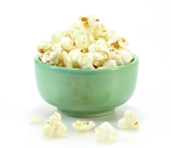 Bowl of popcorn on white background — Stock Photo, Image