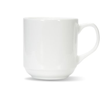 Beyaz arka planda izole edilmiş beyaz kahve fincanı 