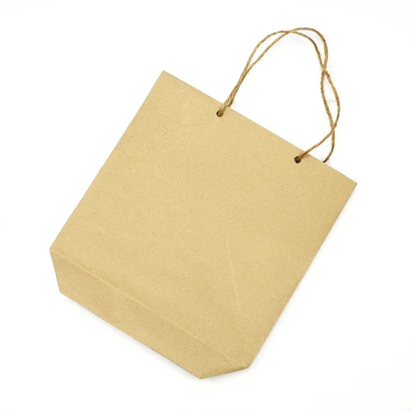 Puste brązową papierową torbę na białym tle — Zdjęcie stockowe