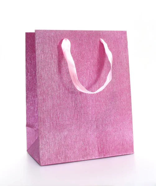 Růžový nákupní taškou izolovaných na bílém pozadí — Stock fotografie