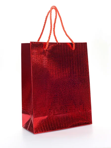 Rote Luxus-Einkaufstasche isoliert auf weiß — Stockfoto