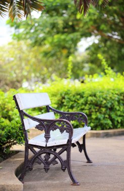 Beyaz bir parkta bankta 