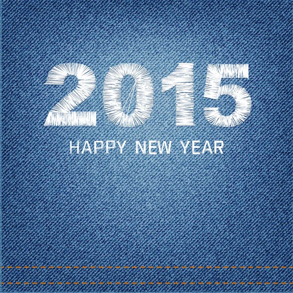 Mutlu yeni yıl 2015 yaratıcı tebrik kartı tasarımı denim backgrou — Stok fotoğraf