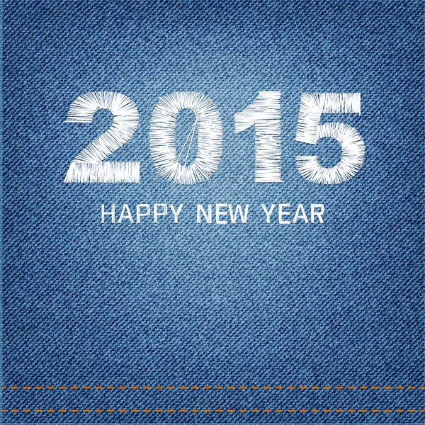 Felice anno nuovo 2015 creativo biglietto di auguri design denim backgrou — Foto Stock