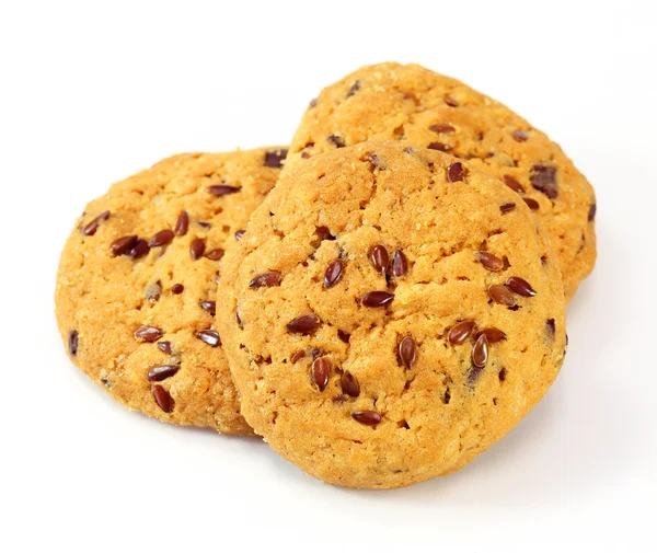 Biscoitos de grãos inteiros no fundo branco — Fotografia de Stock