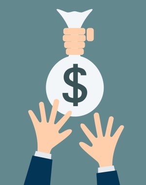 İnsan eli para ihale üzerinde iş adam el vektör illustr