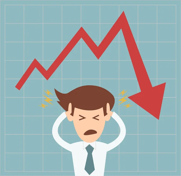 Geschäftsmann in der Krise des Diagramms fallen Konzeptvektor illu — Stockvektor