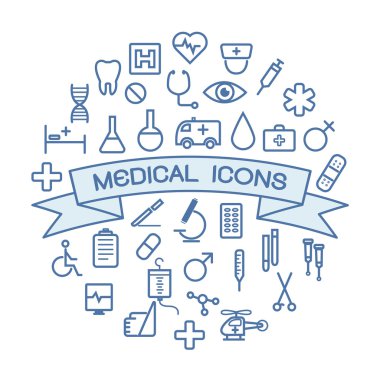 Beyaz arkaplanda tıbbi simgeler