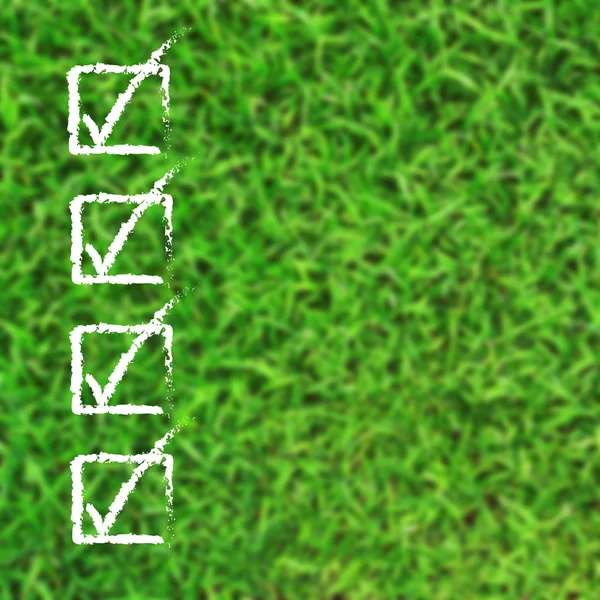 Checklist over groen gras achtergrond wazig — Stockfoto