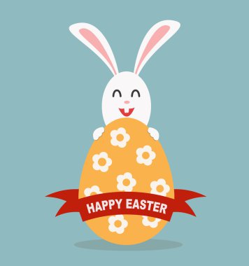 Mutlu Paskalya tavşanı yumurta afiş vektör