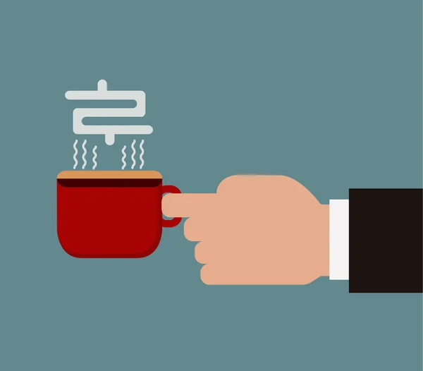 Ilustração vetorial da mão segurando uma xícara vermelha de conceito de café —  Vetores de Stock