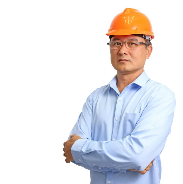 Retrato de un ingeniero guapo aislado en blanco — Foto de Stock