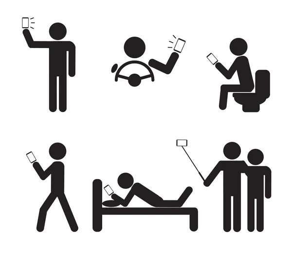 Smartphone kullanarak insanlar illüstrasyon vektör