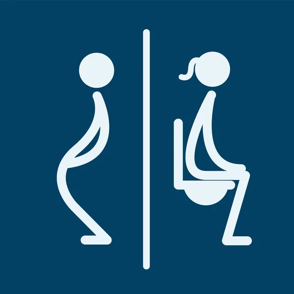 Toilet, WC mannelijke en vrouwelijke teken vector illustratie — Stockvector