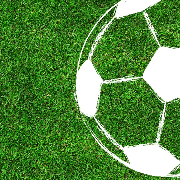 Soccer Football painting design on green field background — Stock Photo, Image