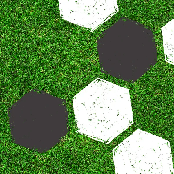 Soccer Football painting design on green field background — Stock Photo, Image